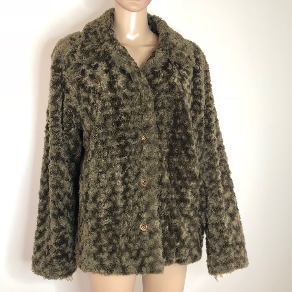 EMC short coat faux fur green size large